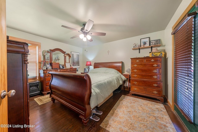 515 Brier Creek Meadows Rd, Mammoth Cave, KY 42259 - bedroom featuring a ceiling fan and dark wood-type flooring