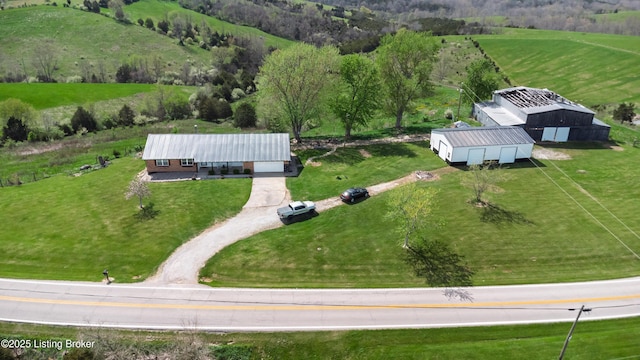 aerial view featuring a rural view