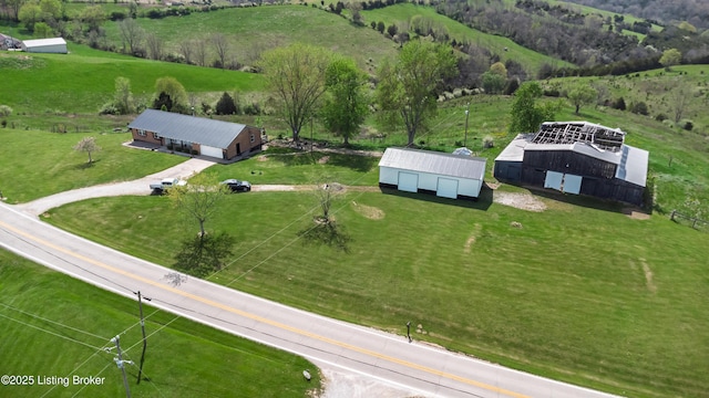 aerial view featuring a rural view