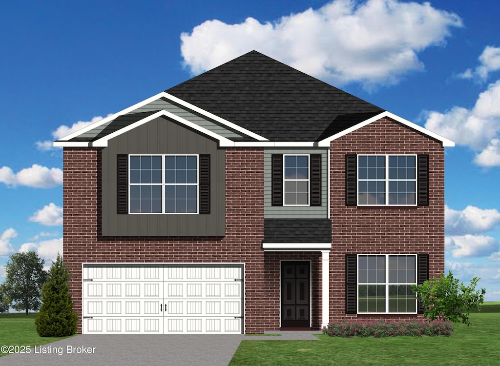 11718 Walnut Cyn Way, Louisville, KY 40229 - view of front of property with brick siding, a front lawn, and a shingled roof