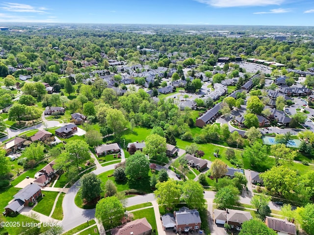aerial view featuring a residential view