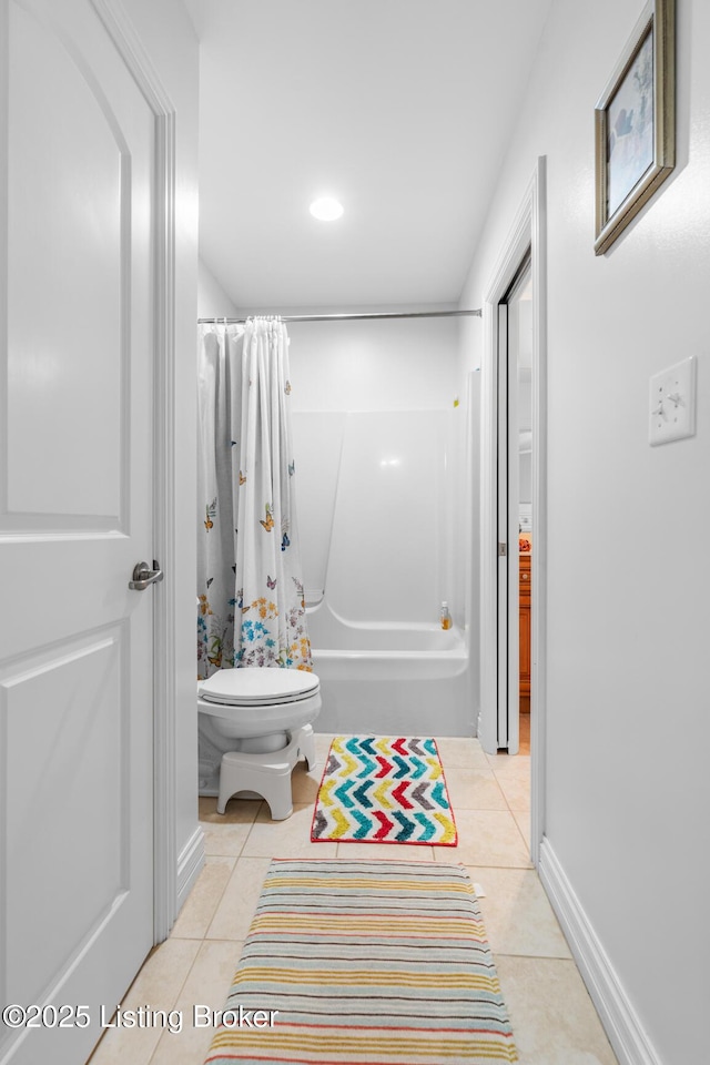 14729 Forbes Cir, Louisville, KY 40245 - full bath featuring tile patterned floors, shower / tub combo, and toilet