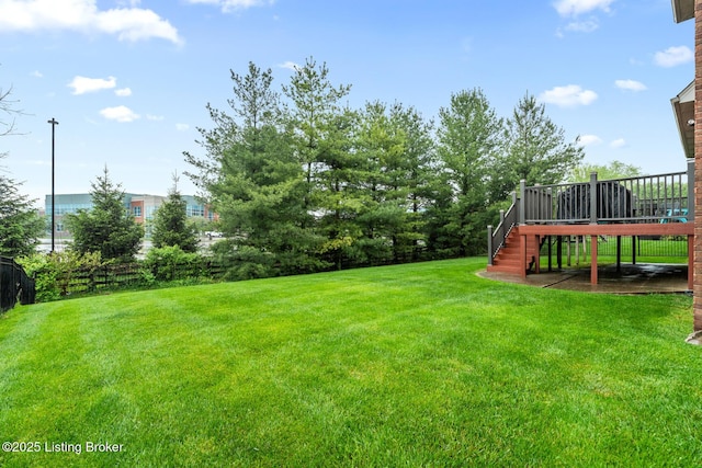 14729 Forbes Cir, Louisville, KY 40245 - view of yard with a wooden deck, stairway, and fence