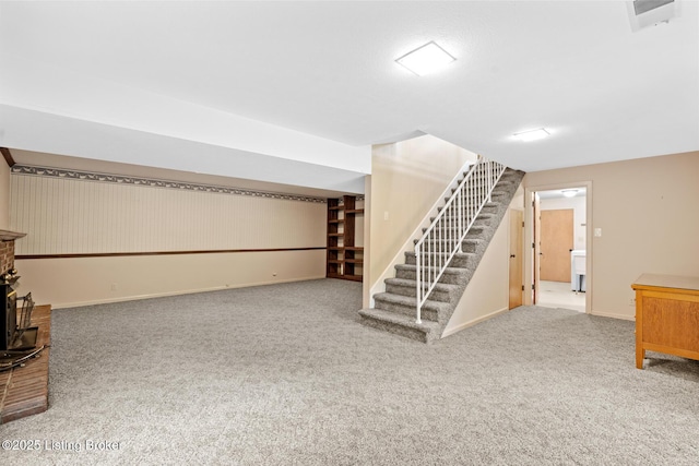 9111 Royal Oak Dr, Louisville, KY 40272 - finished basement featuring stairs, carpet, and baseboards