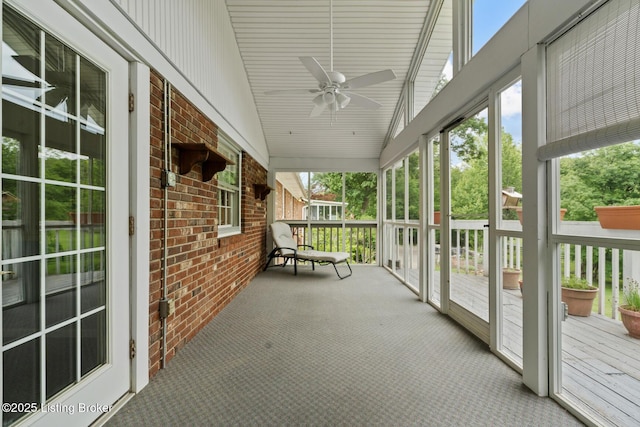 9111 Royal Oak Dr, Louisville, KY 40272 - unfurnished sunroom with a ceiling fan