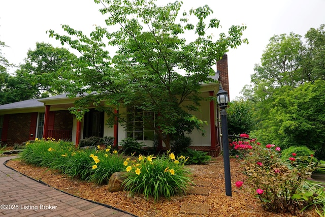 9111 Royal Oak Dr, Louisville, KY 40272 - view of home's exterior featuring a chimney and brick siding