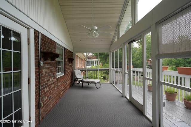 9111 Royal Oak Dr, Louisville, KY 40272 - sunroom featuring a ceiling fan and lofted ceiling
