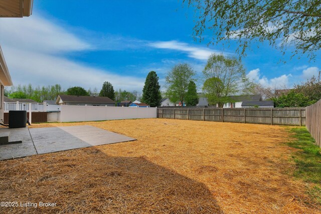 view of yard featuring a patio and a fenced backyard