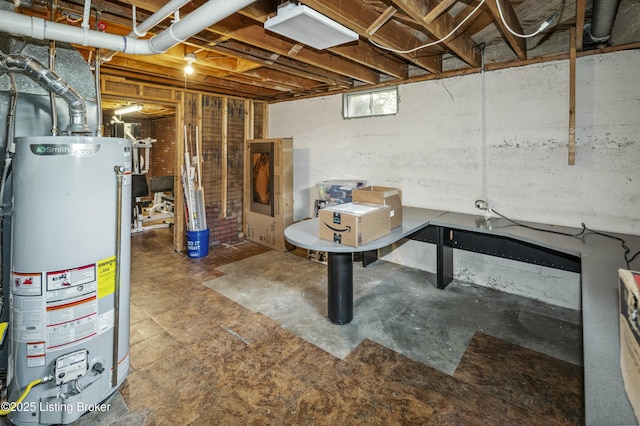basement with gas water heater