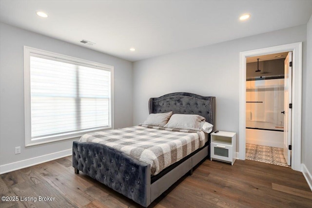 7492 Edith Way, Crestwood, KY 40014 - bedroom featuring visible vents, recessed lighting, dark wood-style flooring, and baseboards
