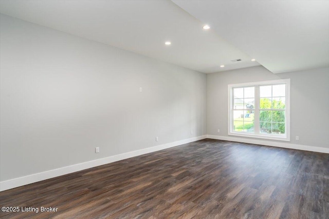 7492 Edith Way, Crestwood, KY 40014 - spare room featuring recessed lighting, baseboards, dark wood-style floors, and visible vents