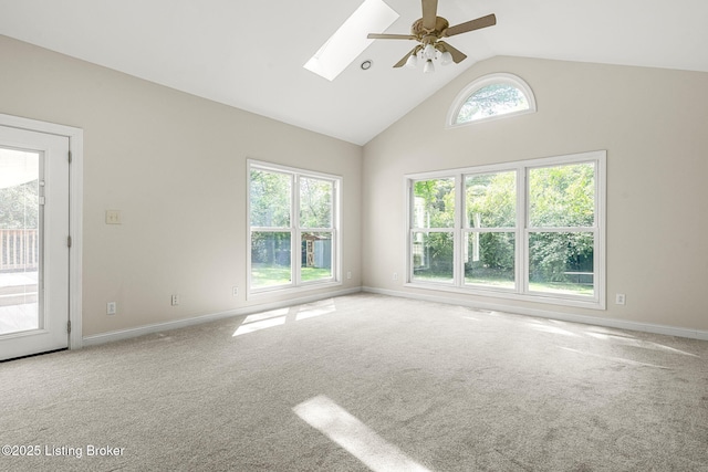 309 W Madison St, La Grange, KY 40031 - spare room with carpet, a ceiling fan, baseboards, and high vaulted ceiling