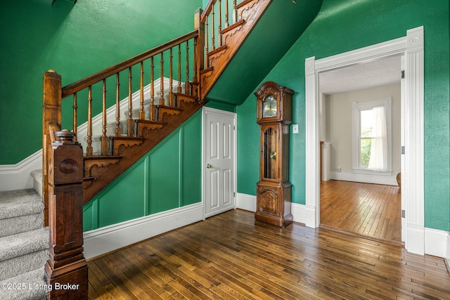 309 W Madison St, La Grange, KY 40031 - stairs featuring hardwood / wood-style floors