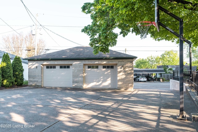 view of detached garage
