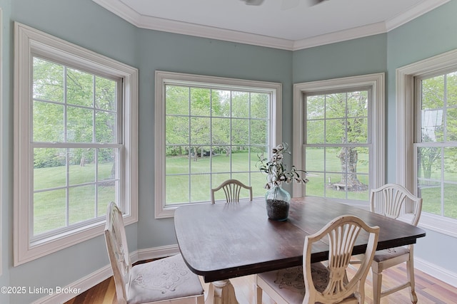 3817 Carriage Hill Dr, Crestwood, KY 40014 - dining space with baseboards, ornamental molding, and wood finished floors