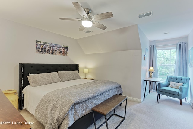 3817 Carriage Hill Dr, Crestwood, KY 40014 - bedroom featuring light carpet, ceiling fan, baseboards, and lofted ceiling