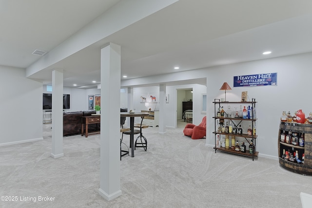 3817 Carriage Hill Dr, Crestwood, KY 40014 - finished below grade area featuring carpet flooring, recessed lighting, baseboards, and a dry bar