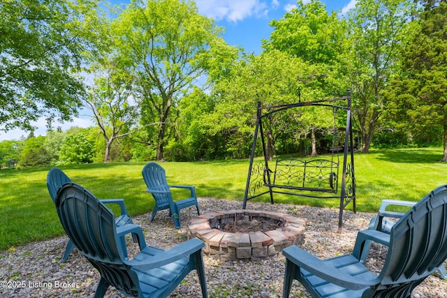 3817 Carriage Hill Dr, Crestwood, KY 40014 - view of patio featuring view of wooded area and a fire pit