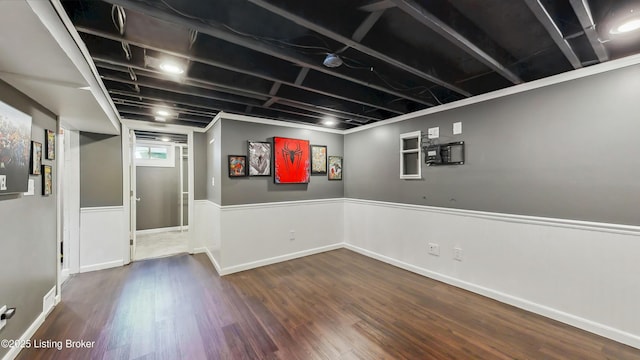 below grade area with wood finished floors
