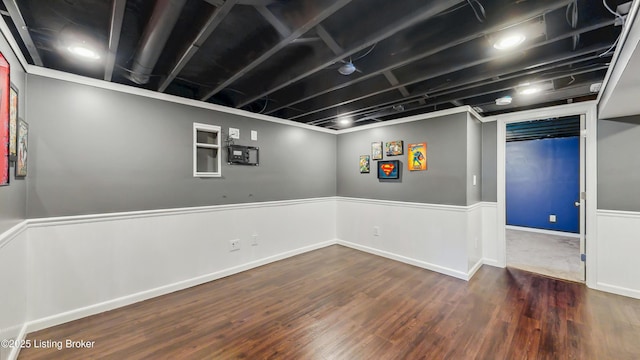 finished below grade area with wood finished floors