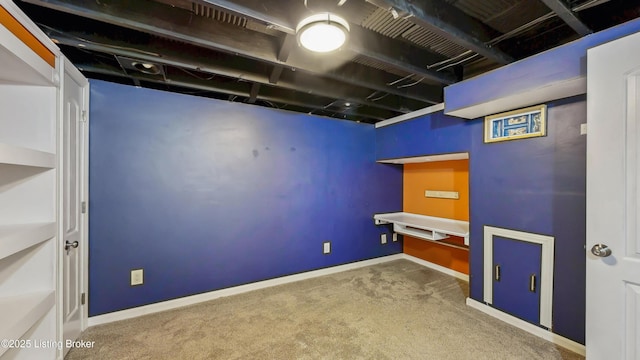 finished below grade area with carpet floors and baseboards