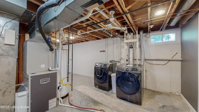 basement featuring washer and dryer