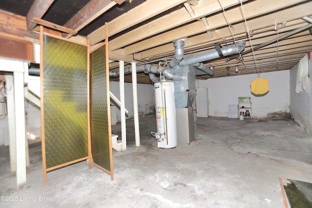 unfinished below grade area with water heater