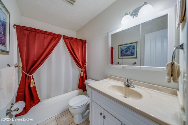 109 Terri Rose Ct, Hodgenville, KY 42748 - bathroom with a textured ceiling, visible vents, toilet, tile patterned floors, and vanity