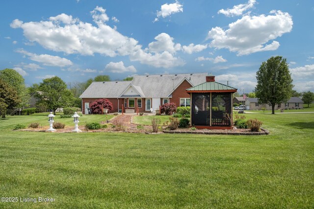 109 Terri Rose Ct, Hodgenville, KY 42748 - back of house with a lawn, a gazebo, and a chimney