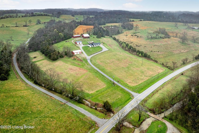 drone / aerial view with a rural view
