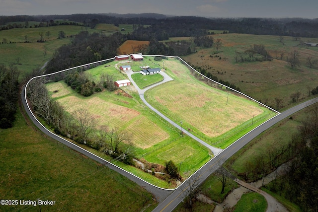 bird's eye view with a rural view
