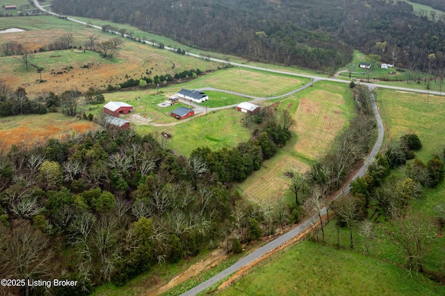 drone / aerial view with a rural view