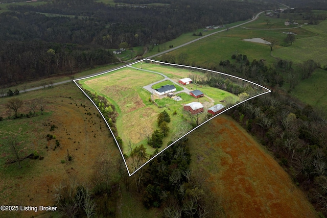 bird's eye view featuring a rural view