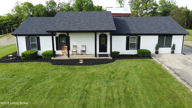 4200 Raywick Rd, Raywick, KY 40060 - view of front of property featuring roof with shingles, a front lawn, brick siding, and a chimney