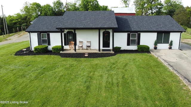 4200 Raywick Rd, Raywick, KY 40060 - view of front of house with a shingled roof, a front lawn, a chimney, and a porch