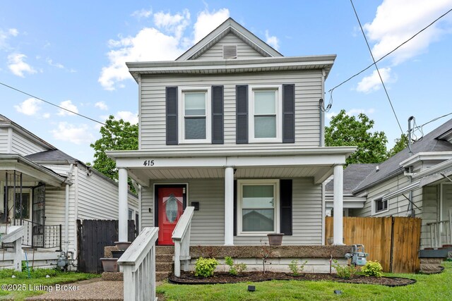 415 Gwendolyn St, Louisville, KY 40203 - view of front of property featuring a porch and fence