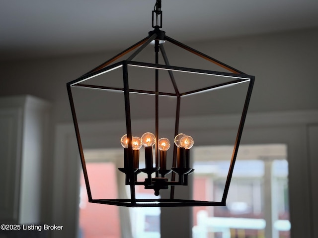 details featuring a chandelier