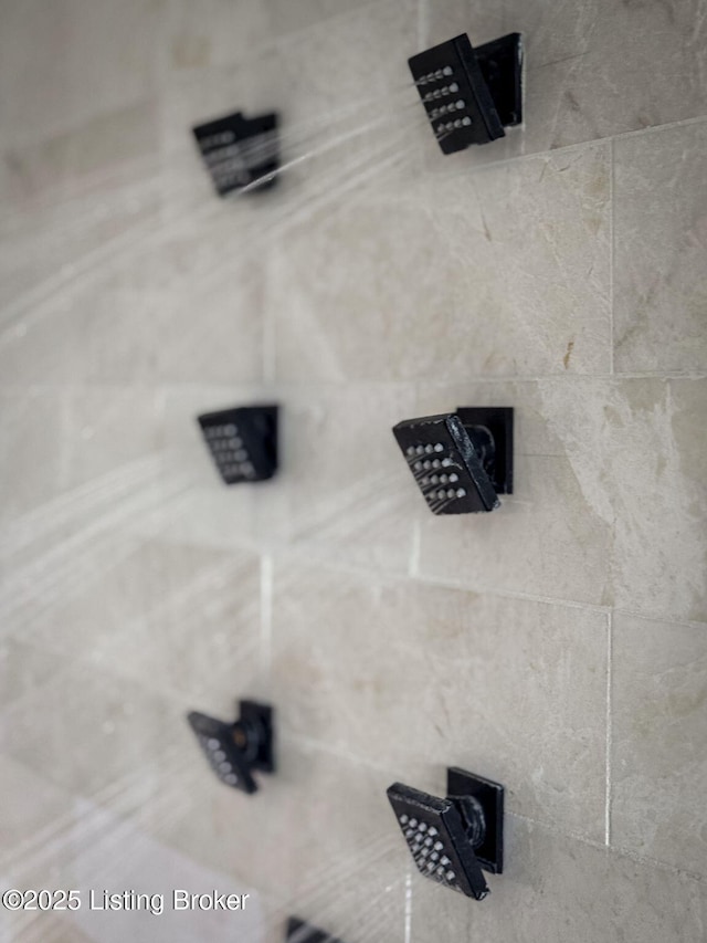 interior details featuring tiled shower