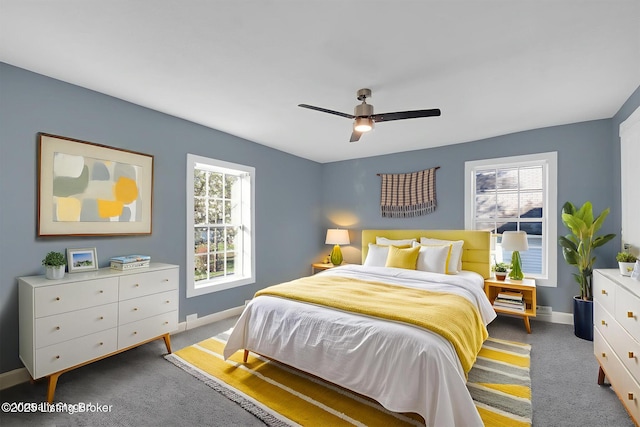 206 E Madison St, La Grange, KY 40031 - carpeted bedroom with multiple windows, baseboards, and ceiling fan