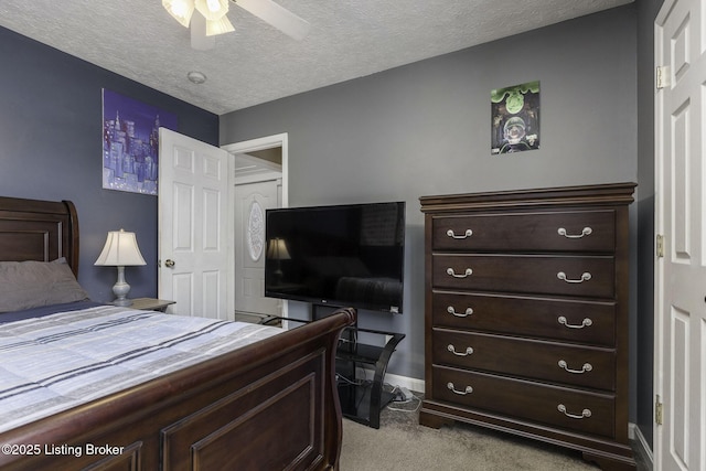 216 Willow Creek Dr, Mt Washington, KY 40047 - bedroom featuring carpet, ceiling fan, a textured ceiling, and baseboards