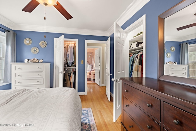 320 Biltmore Rd, Louisville, KY 40207 - bedroom featuring a spacious closet, light wood-type flooring, ornamental molding, and a closet
