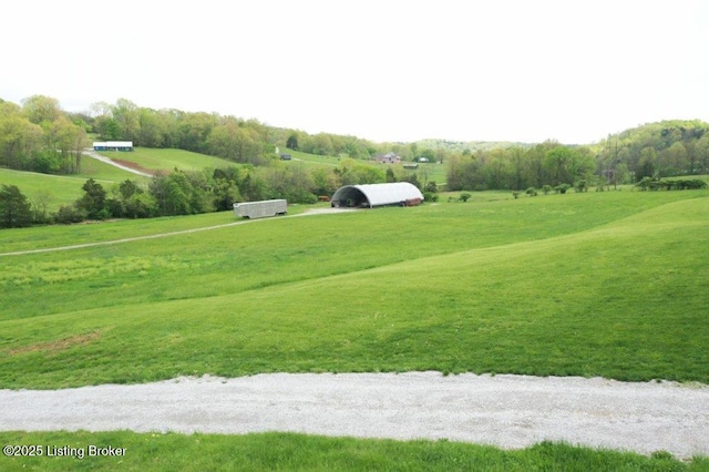 view of home's community featuring a lawn and a rural view