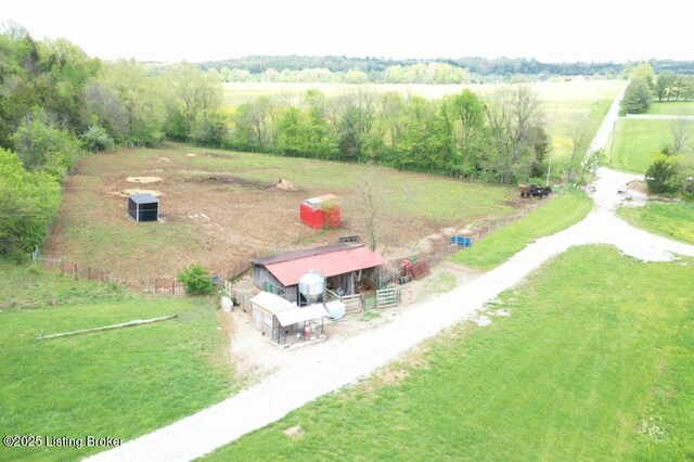 aerial view featuring a rural view