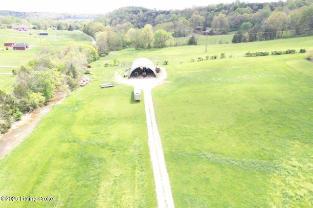 aerial view with a rural view