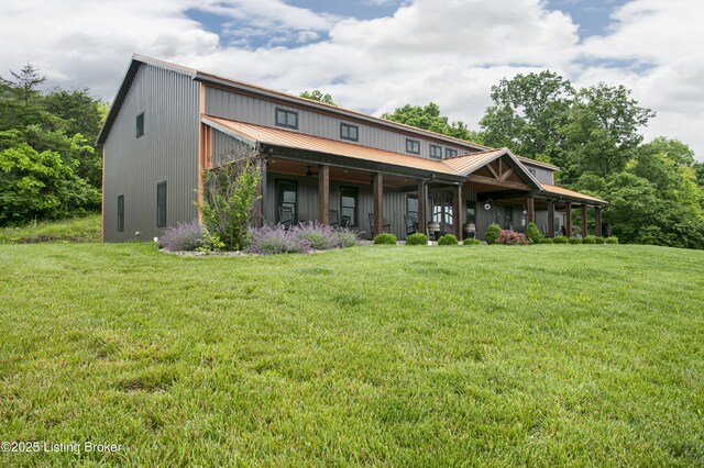 501 Shumate Ln, Bardstown, KY 40004 - back of property featuring metal roof and a lawn
