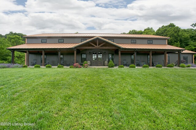 501 Shumate Ln, Bardstown, KY 40004 - view of front of home with a front yard, board and batten siding, and metal roof