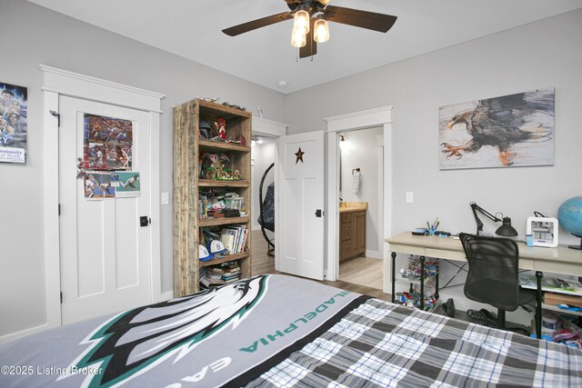 501 Shumate Ln, Bardstown, KY 40004 - office area featuring a ceiling fan and wood finished floors