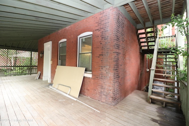 wooden terrace with stairs