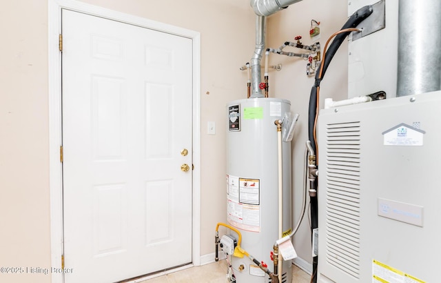 utilities with heating unit and gas water heater