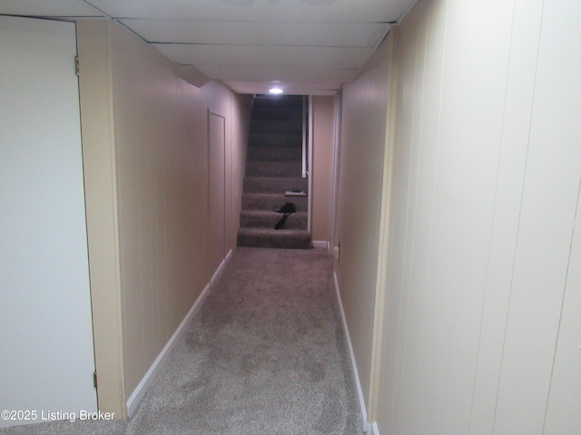 11802 Running Creek Rd, Douglass Hills, KY 40243 - hallway featuring carpet floors and stairs